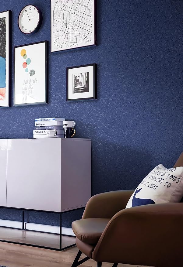 Safiyya 393"x 17.3" Wallpaper Silk Dark Blue Peel and Stick Wallpaper Dark Blue Contact Paper Self Adhesive Removable Solid Color Wall Paper for Bedroom Walls Vinyl Rolls - Image 5
