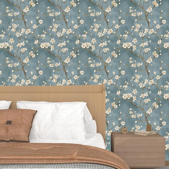 Laatse Vintage Blue White Floral Wallpaper Peel and Stick 17.5''x118'' | Self Adhesive/Removable/Waterproof/Thick Vinyl Contact Paper for Bathroom Bedroom Shelf Cabinet Drawer,Prepasted,Easy Peel - Image 6