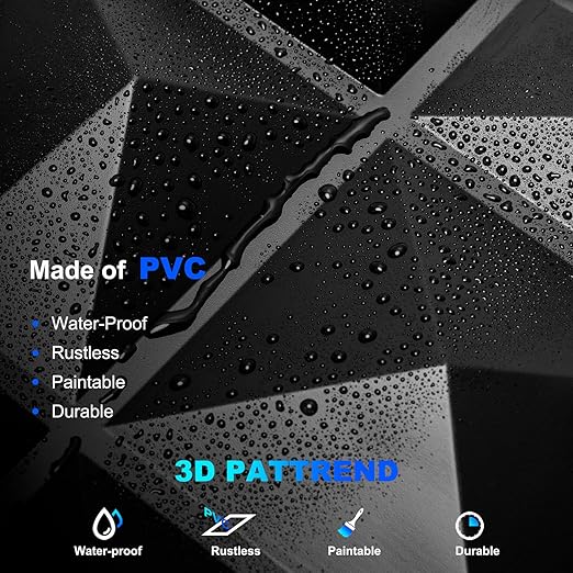 Art3dwallpanels 20 Pack 3D Wall Panels for Interior Wall Decor, 12''x12'' White Accent Diamond Panels for Gaming Room Bedroom TV Background, Black - Image 4