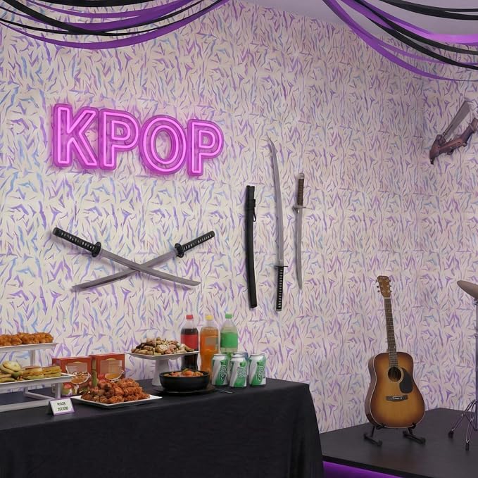 Drydiet Kpop Theme Wallpaper Peel and Stick Contact Paper 15.8 x 118.1 | Self Adhesive, Purple Energy Pattern Design, Easy Apply Remove,Wall Sticker for Home Locker Dorm Classroom Living Room Decor - Image 4