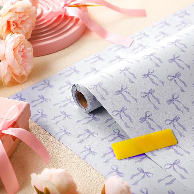 Drydiet Purple Bow Wallpaper Peel and Stick Contact Paper 15.8 x 118.1 | Self Adhesive, Purple Coquette Design, Easy Apply Remove, Wall Sticker for Home Locker Dorm Classroom Living Room Decor - Image 2
