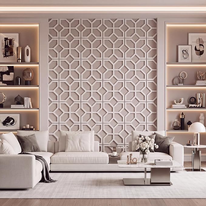 Yalikop 6 Pcs 3D 12 Inch Wall Panels Premade Wainscoting Kit, Cross Diamond | Large Art Decorative Molding Panel for Wall 12"w x 12"h x 0.3"p Moroccan Wall Art for Living Rooms, Offices Without Glue - Image 3