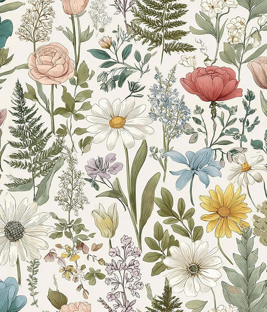 Orainege Floral Wallpaper Peel and Stick Vintage Floral Contact Paper | Green Leaf Contact Paper by Orainege
