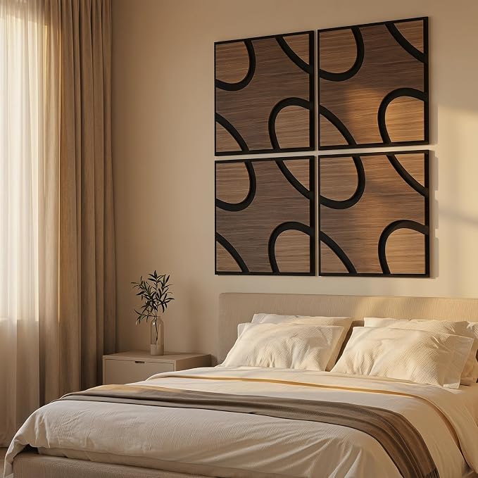 Wood Slat Panels, 12 Pcs 11.8"x11.8",Bean & Heart Black Walnut | 3D Fluted Wood Acoustic Panel Sound Absorbing Panel for Bedroom, Office, Interior Decor, (15.5ft²) Soundproof Panels - Image 9