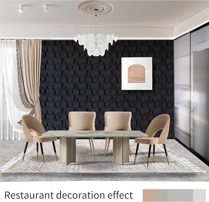 33 Pack 3D Diamond Wall Panels – 12"x12" White Textured Wall Decor for Gaming Room, Bedroom & TV Accent Wall (Black) - Image 3