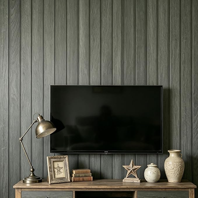 YENHOME Black Wood Slat Peel and Stick Wallpaper 17.7X10 ft Removable Faux Wood Contact Paper Renter Friendly Waterproof No Residue Decor for Bedroom Accent Wall Cabinet Furniture Kitchen Bathroom - Image 7