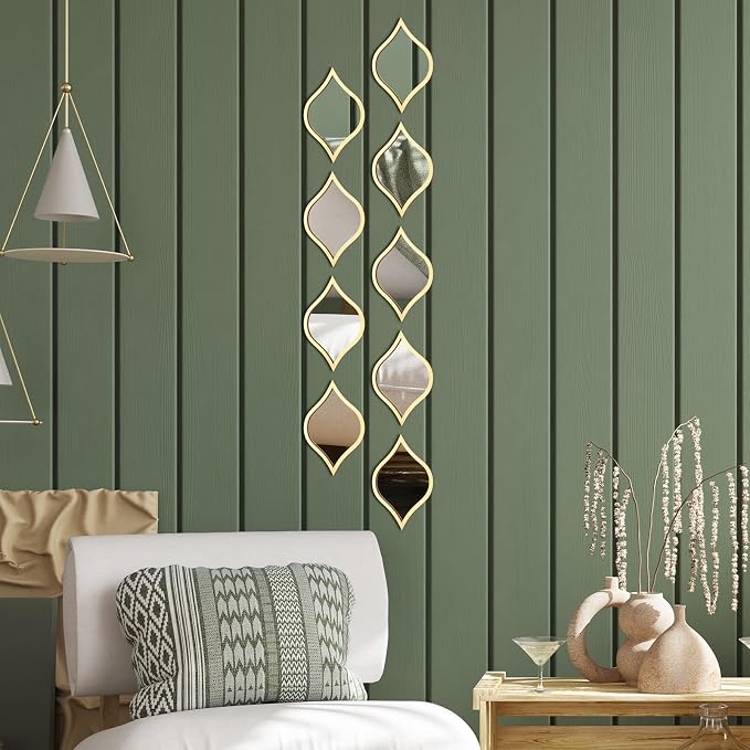 Tanlade 9 Pcs Teardrop Wall Mirror Gold Decorative Wall Mounted - Image 6