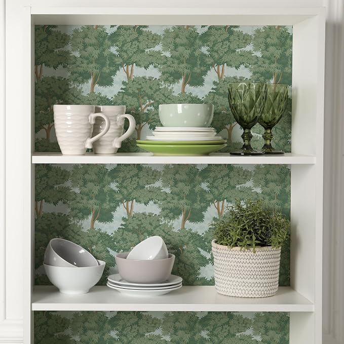 Main Street Peel and Stick Wallpaper Sheets, Toile Forest, 12-Pack | 11 x 16 in sheet size; Covers up to 14.67 sq ft; Eco-friendly paper material; No paste or additional adhesive required - Image 3