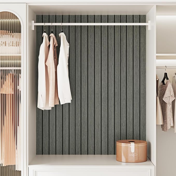 3D Grey/Black Wood Slat Wall Panels PVC Peel and Stick Wood Panels | Acoustic Wall Panels Self Adhesive Removable Wood Wallpaper for Bedroom RV Interior Wall Decor Stick on Walls 11.8 x 118 in - Image 4