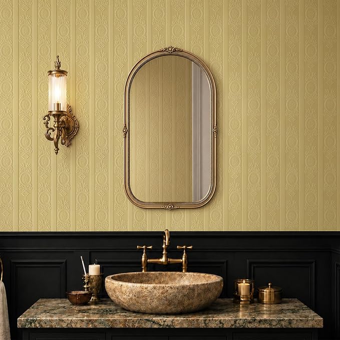 JiffDiff Khaki 3D Embossed Textured Peel Stick Wallpaper 17.3"x400" | Removable Renter Friendly Contact Paper, Waterproof Self Adhesive Wallpaper for Bedroom, Bathroom, Decor - Image 4