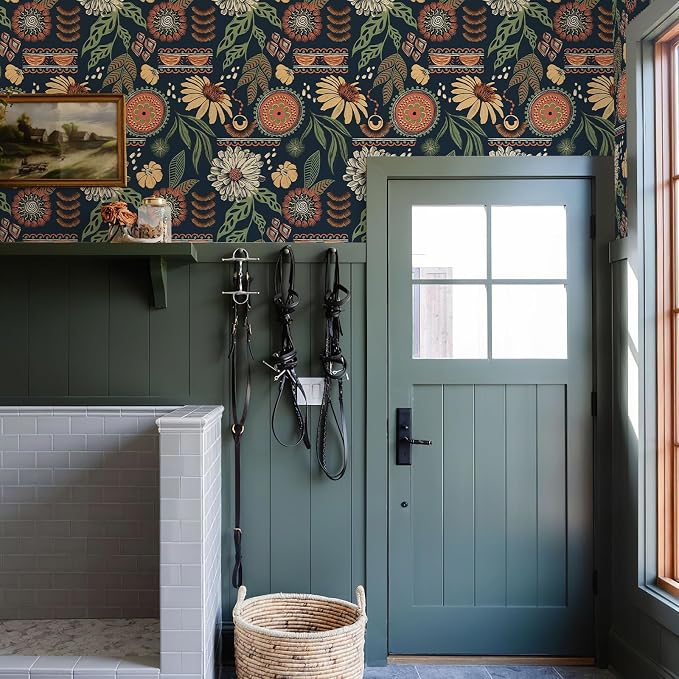 Simon&Siff Boho Sun Floral Retro Peel and Stick Wallpaper 17.3" x 1200" | Removable Waterproof Self Adhesive Contact Paper Renter Friendly for Cabinets, Furniture, Bedroom, Bathroom, DIY Decor - Image 7