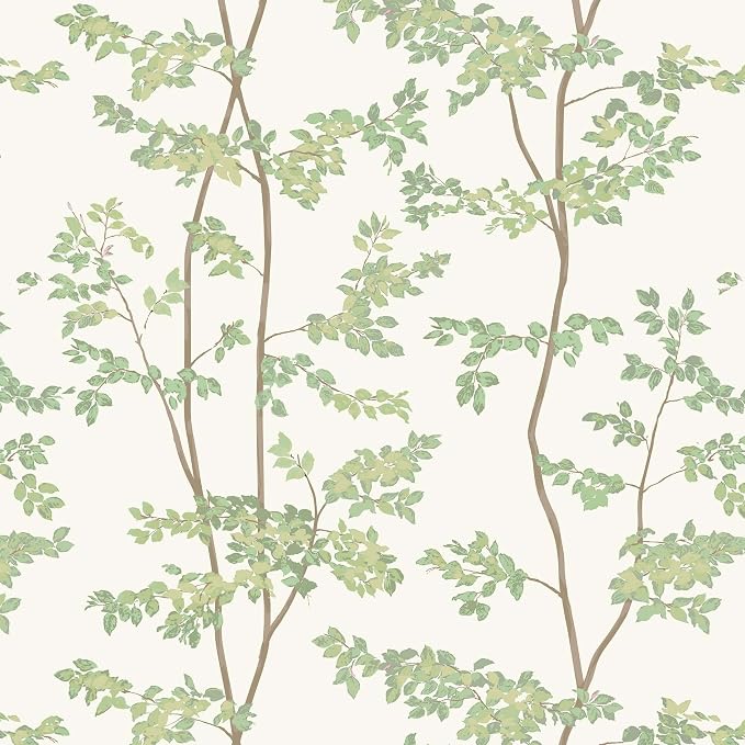 Heroad Peel and Stick Wallpaper Sage Green Tree/Leaf Cottage Contact Paper | Waterproof Removable Botanical Wall Paper for Bathroom,17.3''x78.7'',Modern Farmhouse Decor Vinyl for Bedroom,Kitchen,Laundry by HeroadBrand