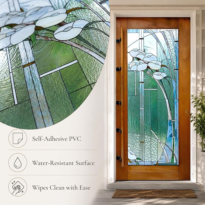 Door Stickers Peel Stick Murals-Wall Covers Decorative Decal Floral Glass | 30.3"W x 78.7"H, 3D Blue Peacock Wallpaper，Waterproof Removable Opaque Vinyl Self Adhesive Fake Door Decor for Home Office - Image 2