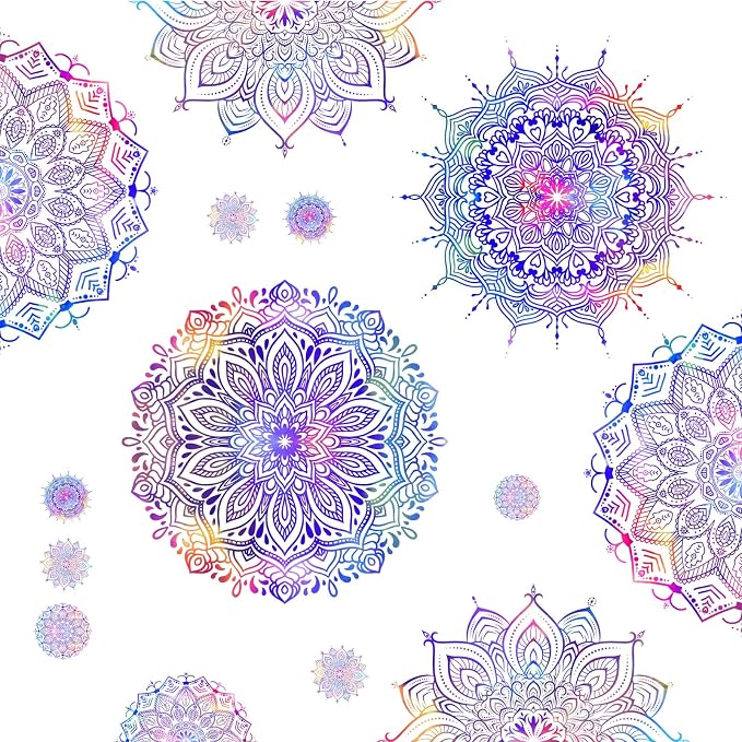 Kazova Large Mandala Wall Decals 20 Pcs Purple Wall Stickers for Living Room Lotus Flower Vinyl Decal Peel and Stick Half Mandala Art Murals for Bedroom Headboard Yoga Room Office Decor - Image 7