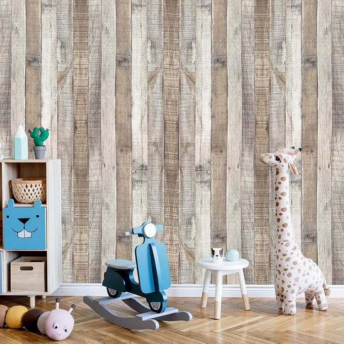 Yun-aeon Natural Wood-Grey Contact Paper Peel and Stick Wallpaper | 17.3"x 80"Self Adhesive Removable Vintage Faux Wood Wall Paper Plank Shelf Home Decoration Kitchen Counter Cover - Image 5
