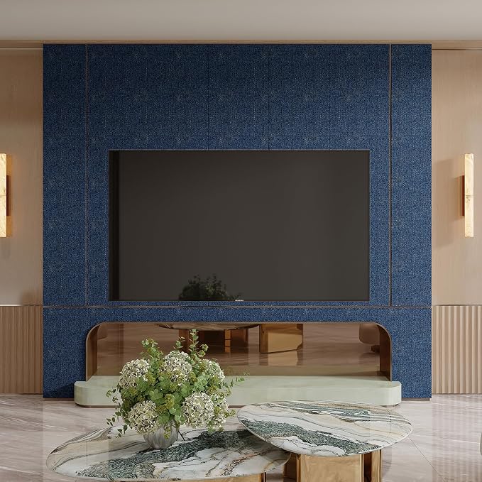 Yutianli 3D Wall Panel Peel and Stick Soundproof Foam Linen Wall Cloth Blue 16.7"x118" Self-Adhesive Decorative Wallpaper Anti-Collision Wall Padding - Image 6