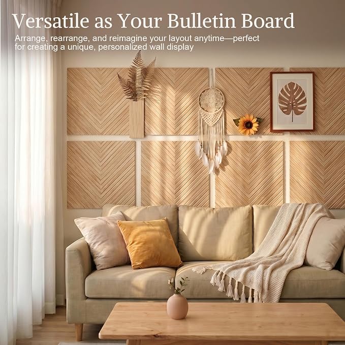 Acoustic Wall Panels, 6 Piece 23.62" X 23.62" Peel and Stick Wall Panels | High-Density Polyester Fiber Self Adhesive Soundproofing for Interior Wall Décor, Timber Vee Herringbone - Image 5