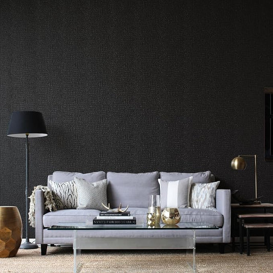 Zeeko Black Crocodile Peel and Stick Wallpaper 23.6" x 120" | Textured Embossed Contact Paper Removable Waterproof Self Adheisve Wall Paper for Cabinet Bedroom Bathroom by Zeeko