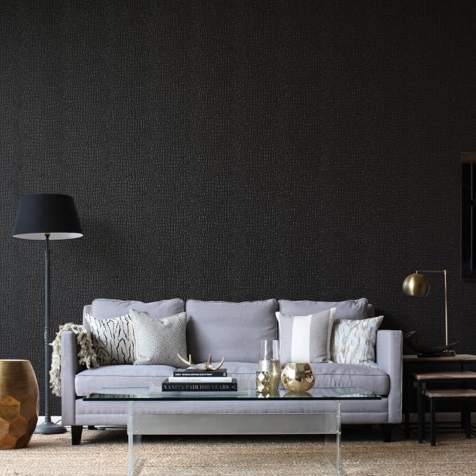 Zeeko Black Crocodile Peel and Stick Wallpaper 35.4" x 120" | Textured Embossed Contact Paper Removable Waterproof Self Adheisve Wall Paper for Cabinet Bedroom Bathroom - Image 5