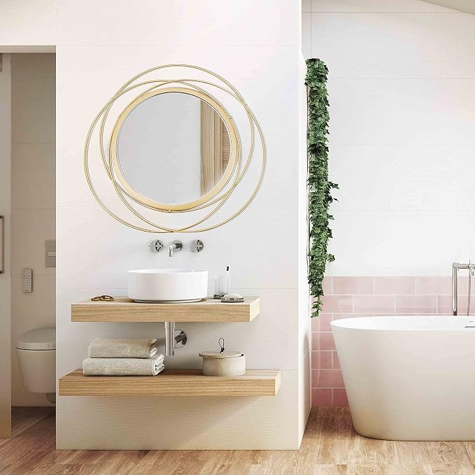 2 Set Circle Mirrors for Wall Decor Living Room Bedroom Entryway - Image 5