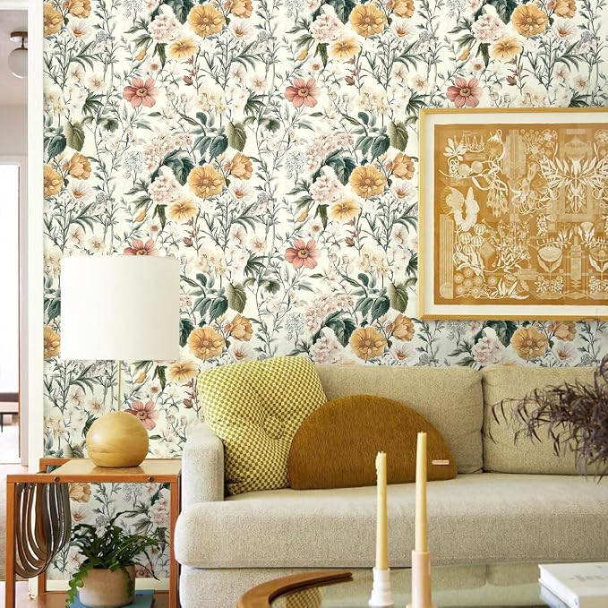 Livebor Vintage Floral Peel and Stick Wallpaper for Bedroom 17in x 590.5in | Floral Contact Paper Self Adhesive Wallpaper Waterproof Vinyl Removable Boho for Bathroom Shelf Cabinet Decor - Image 7