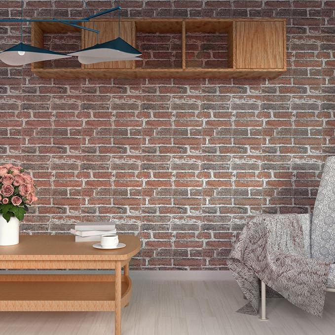 Faux Brick Wall Panels, 20 PCS, Red | 3D Wall Panels Peel and Stick, XPE Foam 3D Wallpaper, Self-Adhesive Faux Stone Wall Panels for Bedroom, Stairs, Kitchen - Image 5
