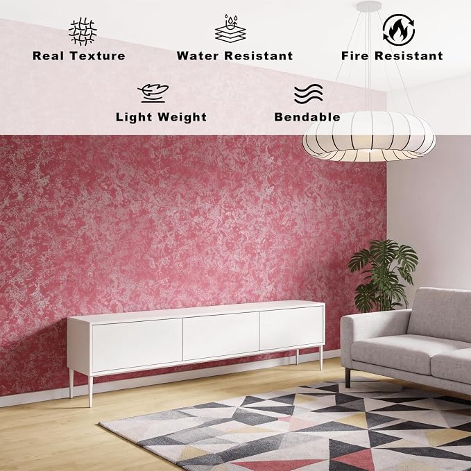 3D Wall Panels - 1PCS 7.9"x11.8" Faux Stone Wall Covering - MCM Modified Clay Material for Home Art, Accent Brick, Modern Exterior/Interior Decoration, Sample-Gilded Pink - Image 3