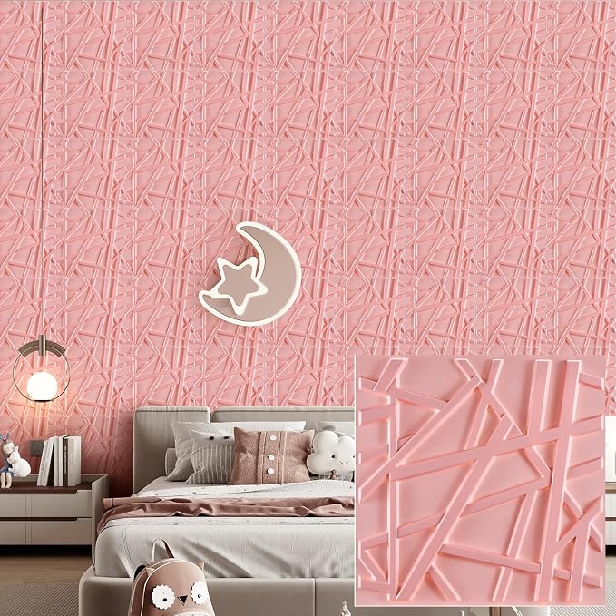 Heikki 30 Pack 3D Wall Panel for Interior Wall Décor, PVC Flower Textured Wall Panels for Living Room Bedroom Hotel Office, 11.8"x11.8", Double-Sided Tape (Pink-SZ) by YourBestChoices