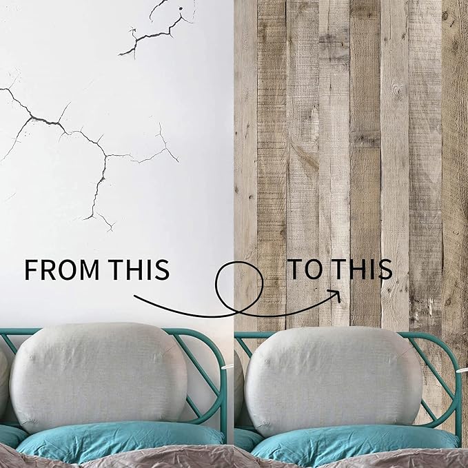 Yun-aeon Natural Wood-Grey Contact Paper Peel and Stick Wallpaper | 17.3"x 236"Self Adhesive Removable Vintage Faux Wood Wall Paper Plank Shelf Home Decoration Kitchen Counter Cover - Image 9