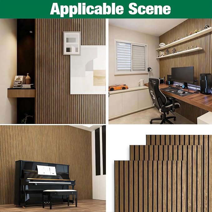 4 Pack 47.2×23.6 Inch Decorative Acoustic Wall Panels | Dark Walnut, 0.4" Thick, Polyester Fiber Core with Wood Veneer, Easy to Cut and Install,covers 46 sq.ft - Image 8