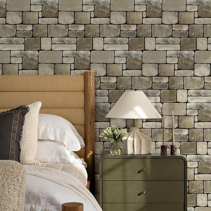 3D Peel and Stick Faux Stone Wall Panels 11.8" x 11.8" 10-Pack | Brown, Stone-Look Textured Wall Sticker, Thin Lightweight PVC Self Adhesive Wall Tiles for Interior Decor, Cover 9.7 sq ft - Image 8