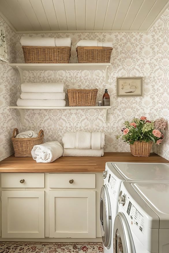 YXTII 590.5" × 17.3" Pink Peel and Stick Wallpaper, Floral Wallpaper for Bedroom Bathroom Self Adhesive Removable - Image 4