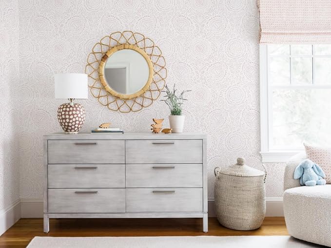 Ismoon Pink Wallpaper Peel and Stick Boho Floral Contact Paper 17.3x196in | Renter Friendly Wall Paper Textured Self Adhesive Removable Wallpaper for Bedroom Kitchen Thicken Vinyl Waterproof - Image 6