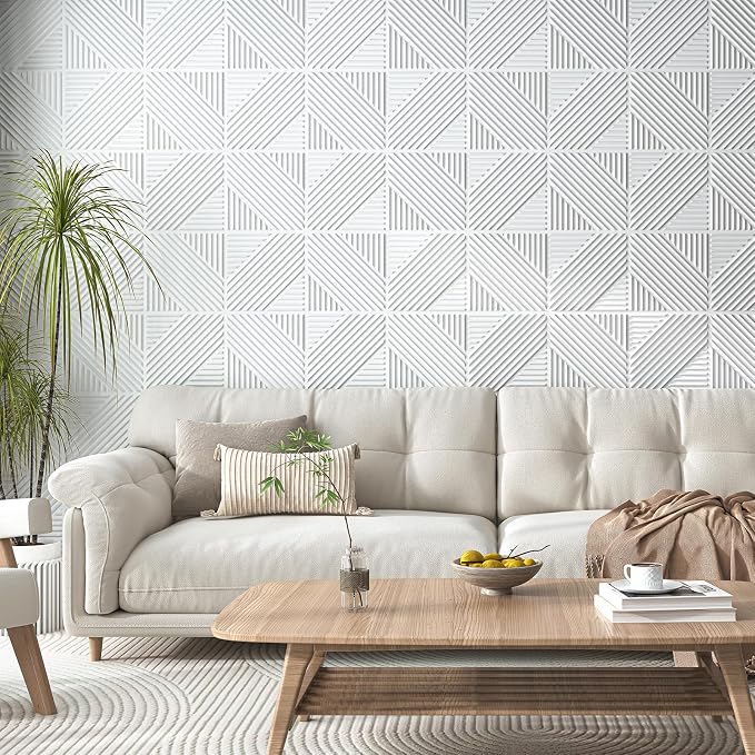 Art3d 3D Textured Accent Wall Panels, 12 x 12 Inch, 33-Pack, White | Premium PVC, Waterproof, Anti-Sag, Scratch Resistant, Ideal for Living Room, Bedroom, TV Background - Image 6