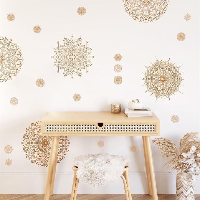 Brown Mandala Wall Sticker Mandala Decals for Window Boho Modern Art Mural | Headboard vinyl decoration, lotus peel and stick, removable, self adhesive, for bedroom living room yoga room home gym decor - Image 5
