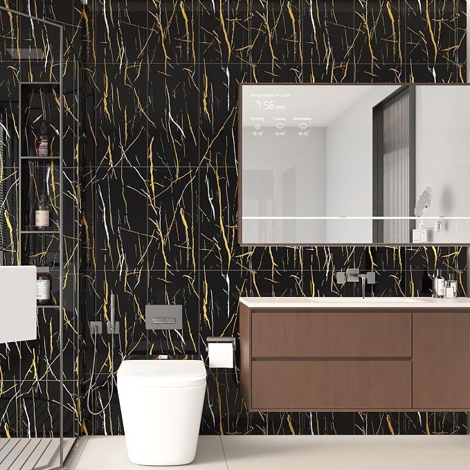 Haimin 3D Wall Panels Peel and Stick Marble Tile Look 10 Pack Waterproof | Lightweight, each 23.6x11.8in, total 19.4 sq ft. Kitchen & bath backsplash, bedroom/living rm decor. Marble-look faux tile. - Image 5