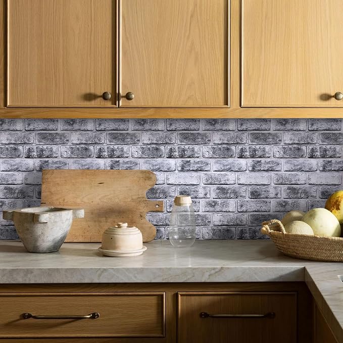 Commomy 3D Wall Panels Peel and Stick Faux Brick 10 Pcs 11.8" x 11.8" | Small Size Thin PVC Brick Wallpaper Tiles Backsplash for Kitchen,Bedroom,Living Room,Quick DIY Wall Decor(Covers 9.7 sq.ft) - Image 9