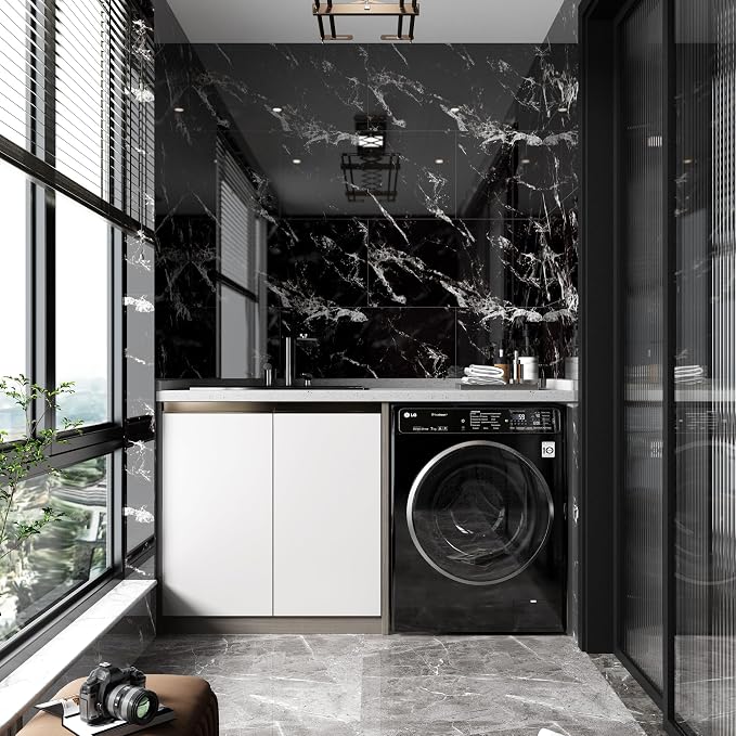 Haimin 3D Wall Panels Peel and Stick Marble Look Tile Backsplash, 20 Pack | Waterproof & lightweight, each 23.6x11.8in, total 38.7 sq ft. Kitchen/bath backsplash, wall decor. Marble-look faux tile - Image 3