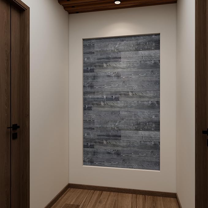 Brosisincorp Real Wood Shiplap Peel and Stick Wall Panel Saw-Gray 10 Pcs | Natural Pine Wood Plank for Interior Rustic Accent Wall, Easy DIY Self Adhesive, 35.43" L x 5" W Each, Covers 12.4 Sq Ft - Image 2