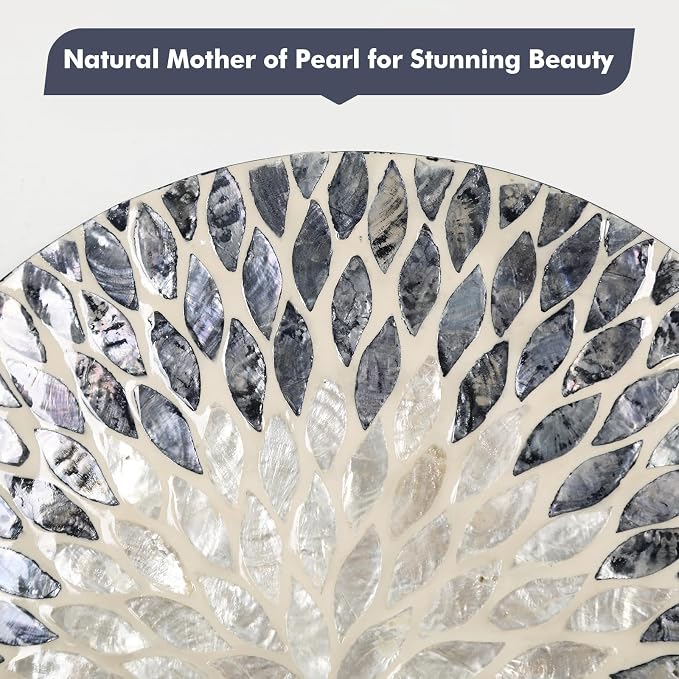 Mother of Pearl Wall Mirror Decor for Hallway Gallery,Black White - Image 2