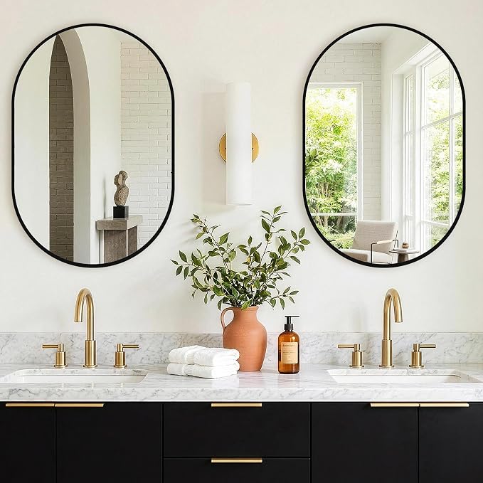 Oval Bathroom Mirror, 2 Pack 20"x30" Black Vanity Mirror for Over Sink - Image 7
