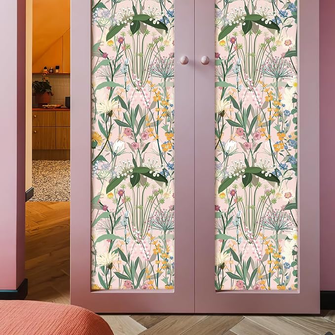 JiffDiff Floral Wallpaper Peel and Stick 17.3"x787" Pink Farm Wildwood Stick on Wallpaper for Home Bedroom Cabinets Thicken Self Adhesive Contact Paper - Image 8