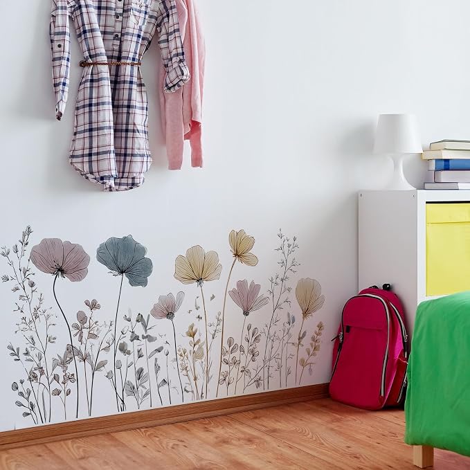 Flower Wall Decals - Peel and Stick Large Floral Flowers Wall Stickers,Removable Flower Home Decor Art for Kids Living Room, Bedroom, Nursery Decor Wall Corner Decor - Image 6