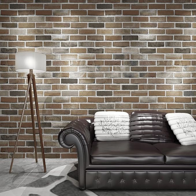 Art3d 10-Pack Durable Faux Brick Peel and Stick 3D Wall Panels, Gray Brown | Coverage: 52.5 Sq. Ft, Waterproof, Oil-Proof, Easy to Wipe, Decorative, Ideal for Bedroom, Kitchen - Image 2