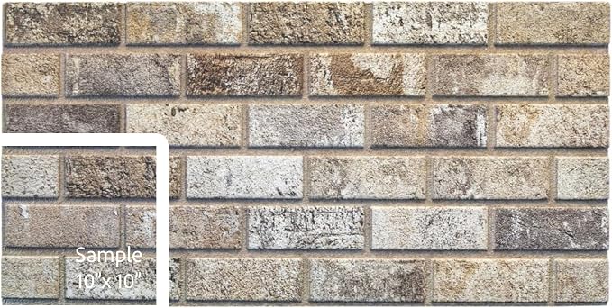 Dundee Deco 3D Wall Panels Faux Brick - Cladding Red Brown Grey Stone Look Wall Paneling, Styrofoam, Sample, Size 10 x 10 in. by DundeeDeco