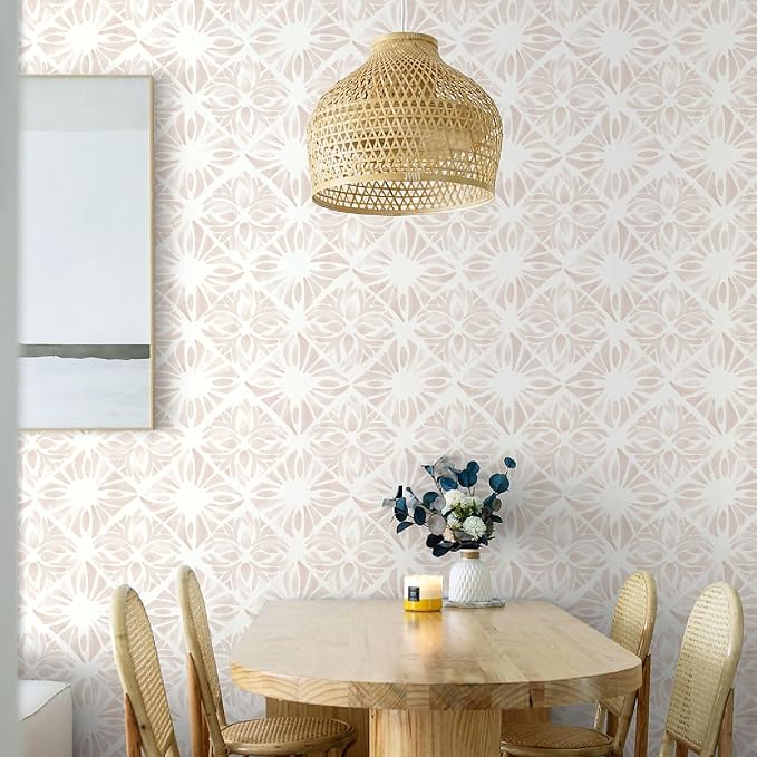 Geometric Peel and Stick Wallpaper Boho wallpaper197 x17.3 White and pinkwallpaper White Contact Paper Removable Wallpaper for Bedroom Waterproof Removable Shelf Liner Decal Vinyl Roll - Image 6