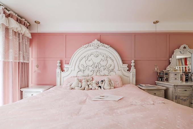 Dimoon 78.7''x17.7'' Pink Peel and Stick Wallpaper Contact Paper Modern Self Adhesive Wall Paper Removable Renter Friendly Textured Solid Color Shelf Cabinet Vinyl Roll (78.7''x17.7'',Rose Pink) - Image 3