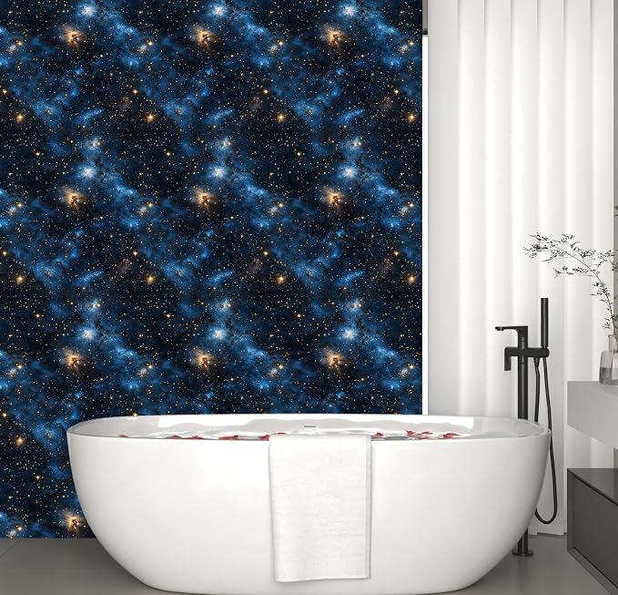 Laatse Dark Starry Sky Wallpaper Peel and Stick 17.5"x 118",Black/Blue | Self Adhesive/Removable/Waterproof/Thick Vinyl Contact Paper for Bathroom Bedroom Shelf Cabinet Drawer,Prepasted,Easy Peel - Image 5