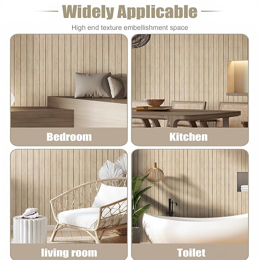 Thick Wood Slat Wall Panels, Modern 3D Peel and Stick, 15.75"x118" Self-Adhesive Accent Wall with Sound Dampening for TV Wall and Ceiling, Bedroom, Home Office, Log Color, 13 Sq Ft - Image 8