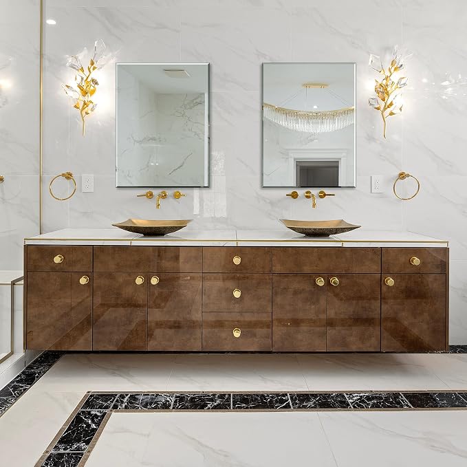 Bathroom Mirror for Over Sink 40x30 Inch Frameless Wall Mirror Beveled Edge - Image 8